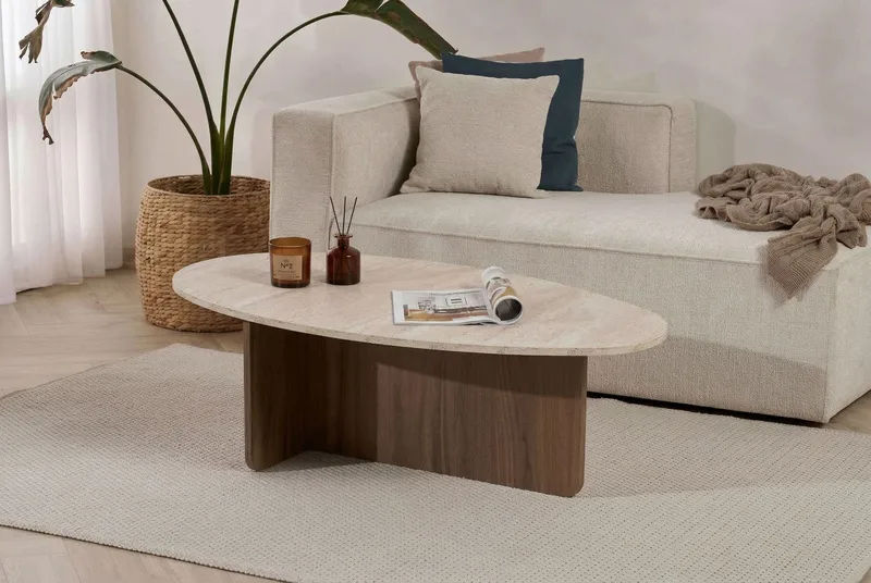 Ceyra sohvapöytä 120x40x65 cm - Travertine Walnut - Huonekalut - Pöytä & ruokailuryhmä - Sohvapöytä
