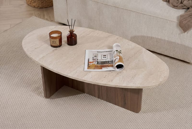 Ceyra sohvapöytä 120x40x65 cm - Travertine Walnut - Huonekalut - Pöytä & ruokailuryhmä - Sohvapöytä