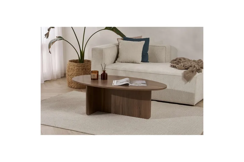Ceyra soikea sohvapöytä 120 cm puuta - Ruskea - Huonekalut - Pöytä & ruokailuryhmä - Sohvapöytä