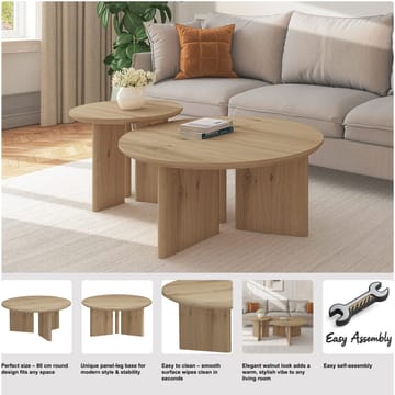Chatham 80 cm pyöreä sohvapöytä tammi - Beige - Huonekalut - Pöytä & ruokailuryhmä - Sohvapöytä