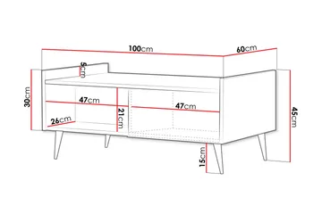 Chiku 100 cm suorakulmainen sohvapöytä hyllyillä maalattua puuta - Beige - Huonekalut - Pöytä & ruokailuryhmä - Sohvapöytä