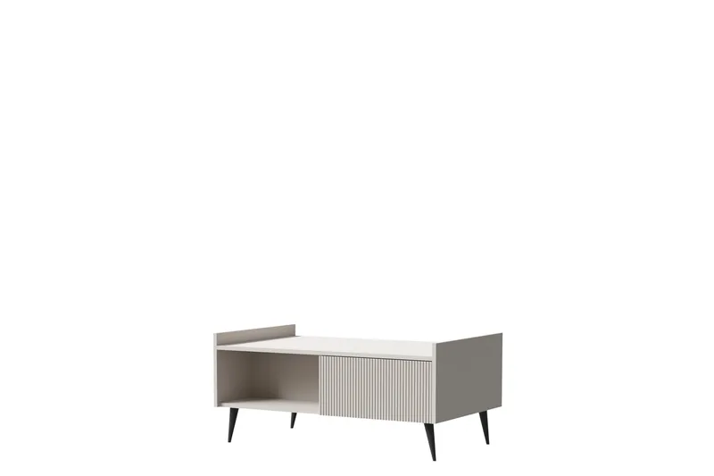 Chiku 100 cm suorakulmainen sohvapöytä hyllyillä maalattua puuta, Beige