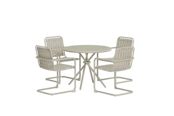 Chios ruokailuryhmä 90 cm, 4 tuolia ulkokäyttöön - Beige - Puutarhakalusteet - Ulkoryhmä - Ruokailuryhmät ulos