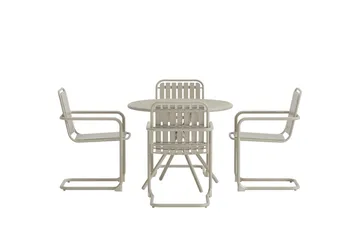 Chios ruokailuryhmä 90 cm, 4 tuolia ulkokäyttöön - Beige - Puutarhakalusteet - Ulkoryhmä - Ruokailuryhmät ulos