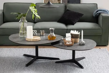 Cimino soikea sohvapöytä 84 cm keraaminen metallijalustalla - Tummanharmaa - Huonekalut - Pöytä & ruokailuryhmä - Sohvapöytä