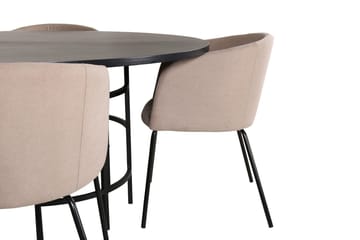 Copenhagen-ruokailuryhmä, pyöreä 140 cm, 4 Berit-tuolia - Beige/Musta - Huonekalut - Pöytä & ruokailuryhmä - Ruokailuryhmä
