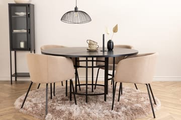 Copenhagen-ruokailuryhmä, pyöreä 140 cm, 4 Berit-tuolia - Beige/Musta - Huonekalut - Pöytä & ruokailuryhmä - Ruokailuryhmä