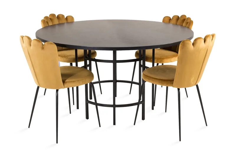 Copenhagen-ruokailuryhmä ja 4 Limhamn-ruokatuolia, keltainen, Furniture Fashion