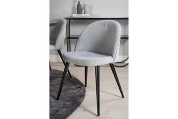 Copenhagen-ruokailuryhmä ja 6 Valerie-ruokatuolia, vakosametti, harmaa/S - Furniture Fashion - Huonekalut - Pöytä & ruokailuryhmä - Ruokailuryhmä