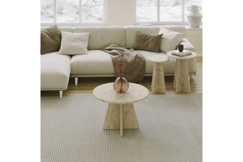Corren Sohvapöytä 60 cm - Travertiini - Huonekalut - Pöytä & ruokailuryhmä - Apupöytä & sivupöytä - Sarjapöytä