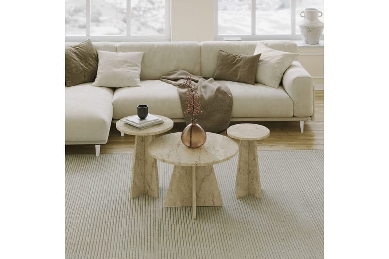 Corren Sohvapöytä 60 cm - Travertiini - Huonekalut - Pöytä & ruokailuryhmä - Apupöytä & sivupöytä - Sarjapöytä