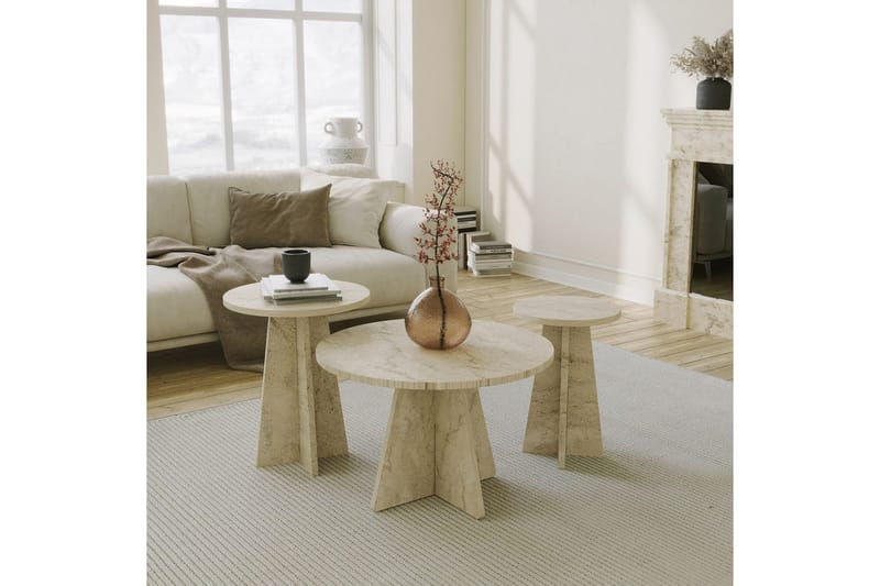 Corren Sohvapöytä 60 cm - Travertiini - Huonekalut - Pöytä & ruokailuryhmä - Apupöytä & sivupöytä - Sarjapöytä