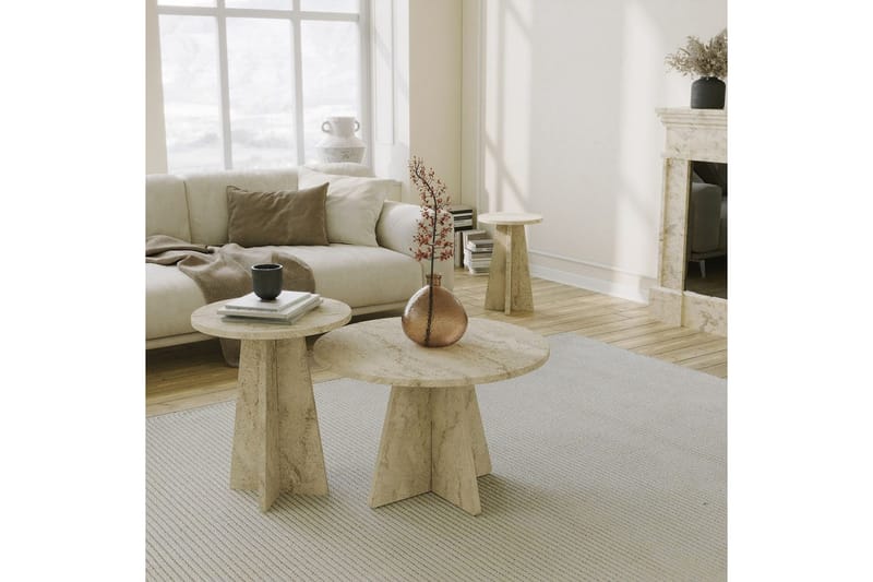 Corren Sohvapöytä 60 cm - Travertiini - Huonekalut - Pöytä & ruokailuryhmä - Sohvapöytä