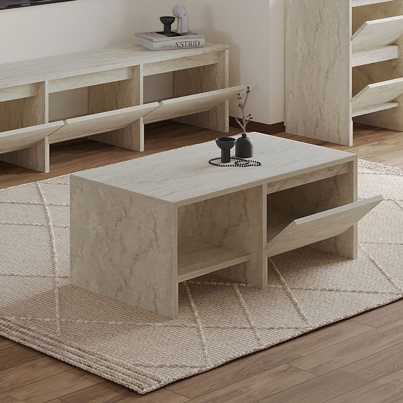 Crala sohvapöytä 90x35x45 cm - Travertiini - Huonekalut - Pöytä & ruokailuryhmä - Sohvapöytä