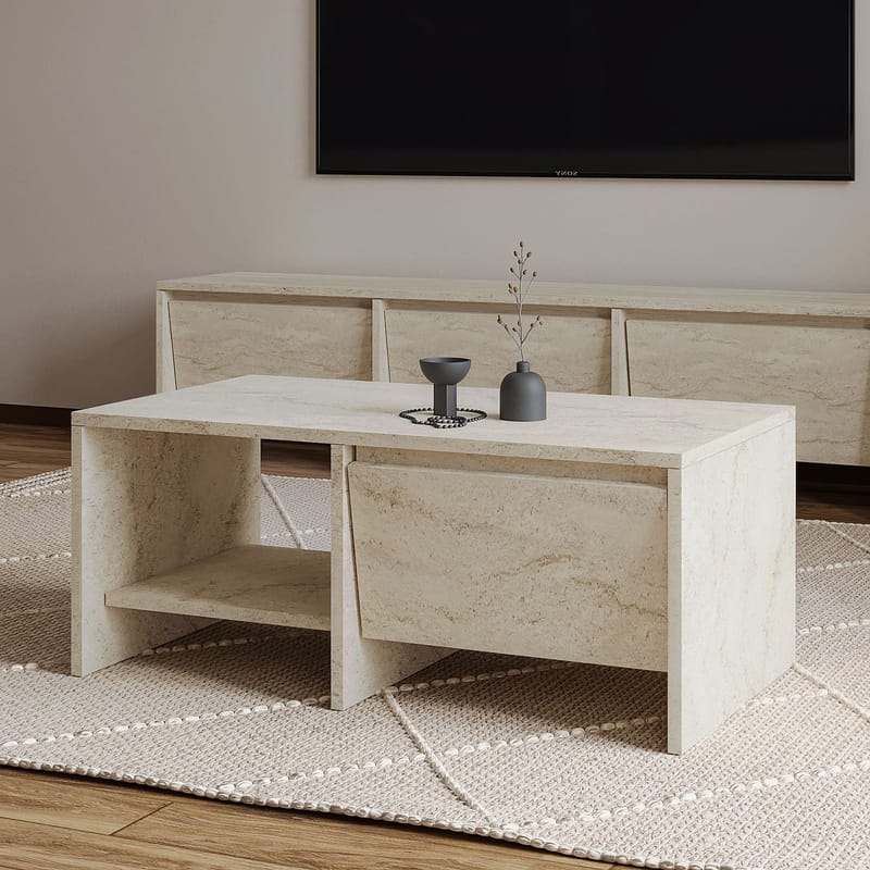 Crala sohvapöytä 90x35x45 cm - Travertiini - Huonekalut - Pöytä & ruokailuryhmä - Sohvapöytä
