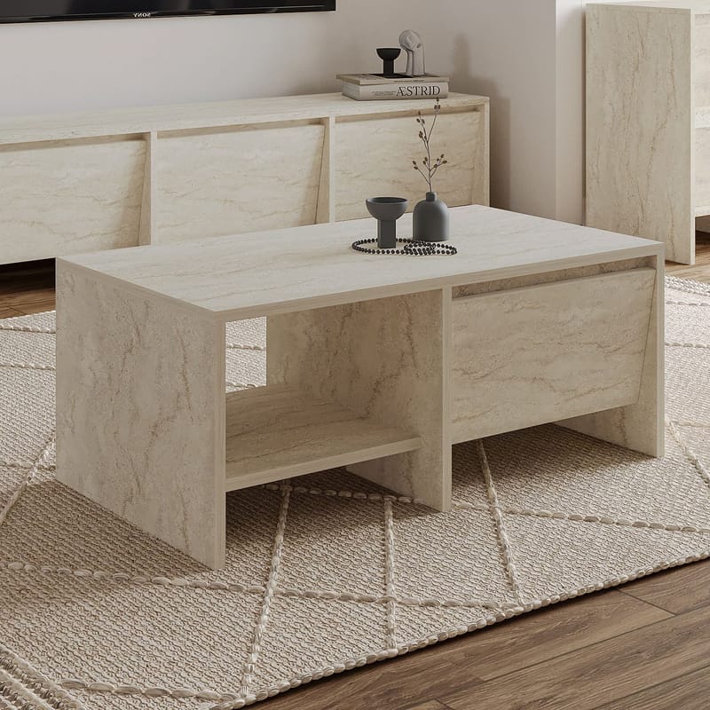 Crala sohvapöytä 90x35x45 cm - Travertiini - Huonekalut - Pöytä & ruokailuryhmä - Sohvapöytä