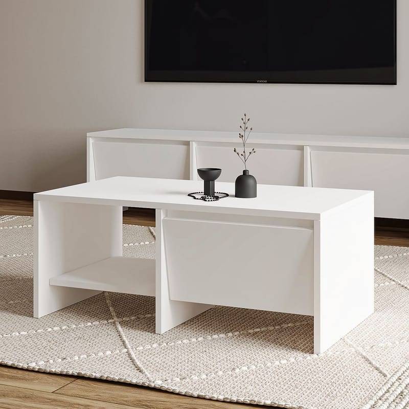 Crala sohvapöyt ä 90x35x45 cm - Valkoinen - Huonekalut - Pöytä & ruokailuryhmä - Sohvapöytä