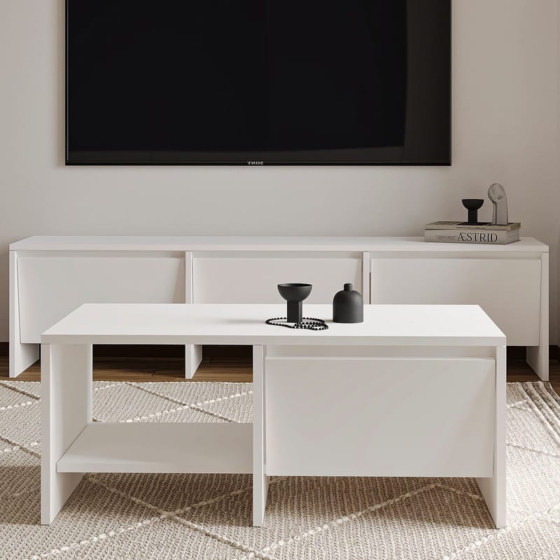 Crala sohvapöytä 90x35x45 cm - Valkoinen - Huonekalut - Pöytä & ruokailuryhmä - Sohvapöytä