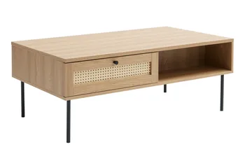 Cyndy 110 cm suorakulmainen sohvapöytä laatikoilla vaaleaa puuta - Beige - Huonekalut - Pöytä & ruokailuryhmä - Sohvapöytä