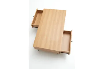 Cyndy 110 cm suorakulmainen sohvapöytä laatikoilla vaaleaa puuta - Beige - Huonekalut - Pöytä & ruokailuryhmä - Sohvapöytä