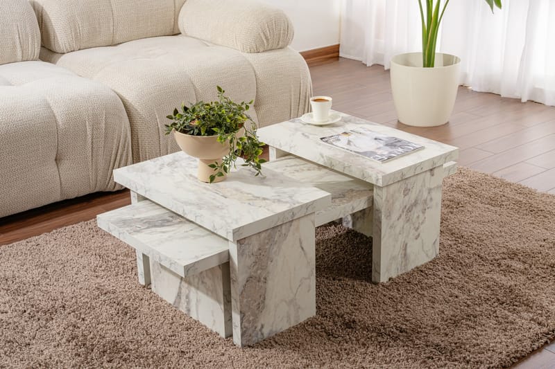 Dabi Sohvapöytä 110x45 cm - Marmori/Beige - Huonekalut - Pöytä & ruokailuryhmä - Sohvapöytä