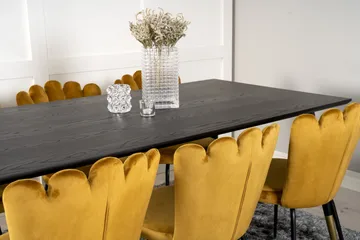 Daicy-ruokailuryhmä 180 cm ja 6 Limhamn-ruokatuolia, keltainen - Furniture Fashion - Huonekalut - Pöytä & ruokailuryhmä - Ruokailuryhmä