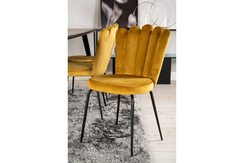 Daicy-ruokailuryhmä 180 cm ja 6 Limhamn-ruokatuolia, keltainen - Furniture Fashion - Huonekalut - Pöytä & ruokailuryhmä - Ruokailuryhmä