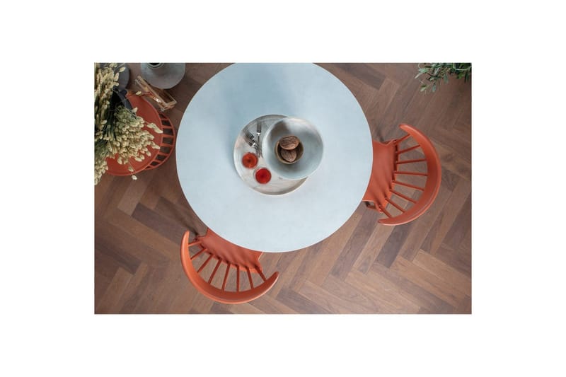 Damon pieni pyöreä ruokapöytä 100 cm Fiber Clay -materiaalia betonijäljitelmällä - Valkoinen - Huonekalut - Pöytä & ruokailuryhmä - Ruokapöydät & keittiön pöydät