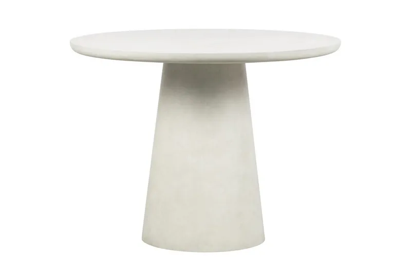 Damon pieni pyöreä ruokapöytä 100 cm Fiber Clay -materiaalia betonijäljitelmällä, Valkoinen