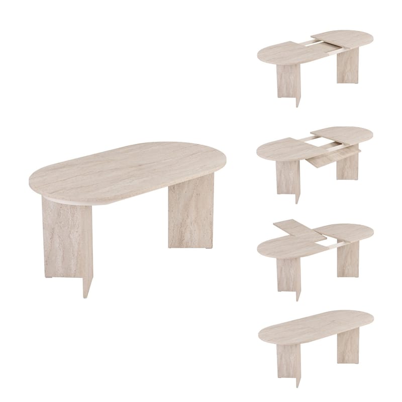 Dano Jatkettava ruokapöytä 160 cm - travertiini - Huonekalut - Pöytä & ruokailuryhmä - Ruokapöydät & keittiön pöydät