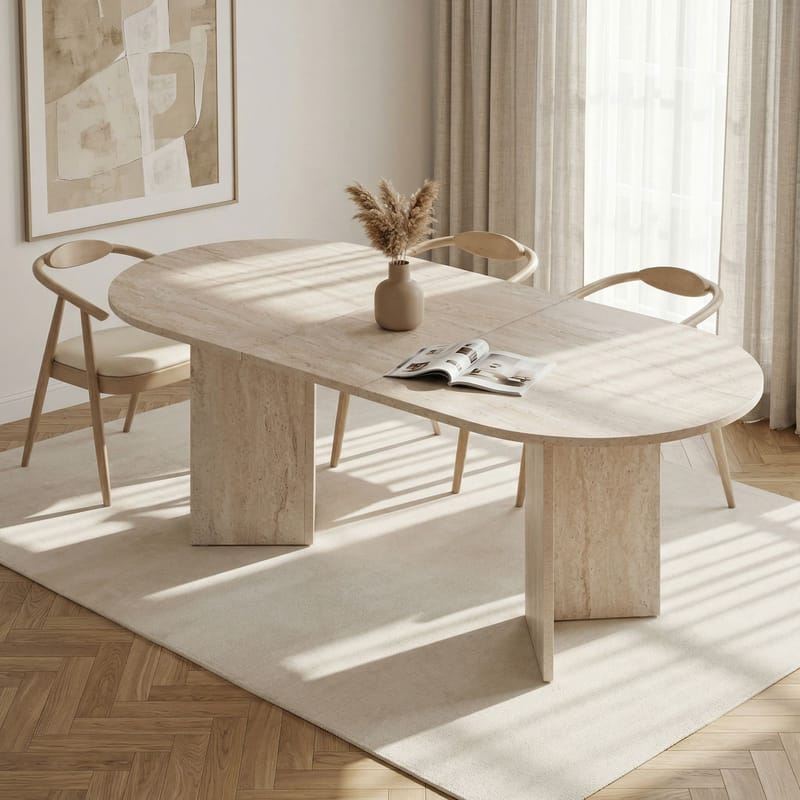 Dano Jatkettava ruokapöytä 160 cm - travertiini - Huonekalut - Pöytä & ruokailuryhmä - Ruokapöydät & keittiön pöydät