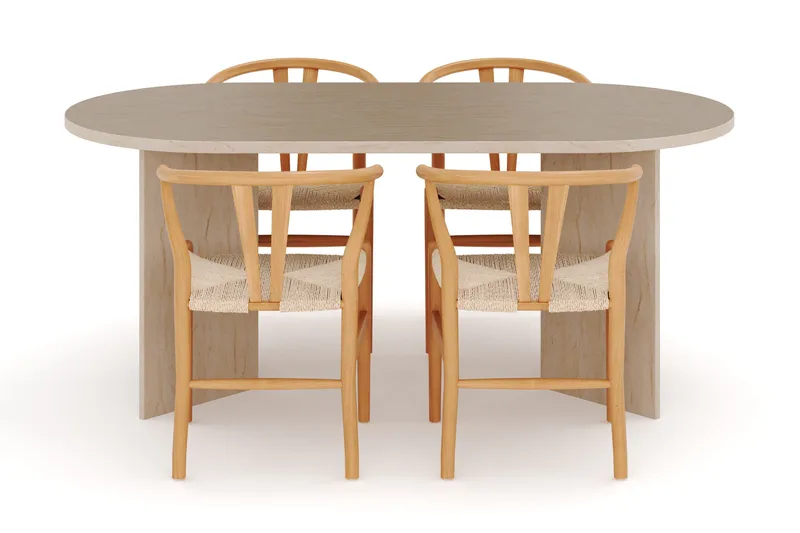 Dano Ruokapöytä 180 cm 4 Dastoori Ruokatuolit - Travertiini / Luonnonväri - Huonekalut - Pöytä & ruokailuryhmä - Ruokailuryhmä