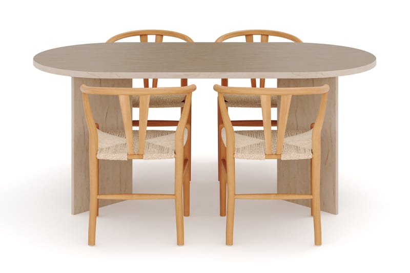 Dano Ruokapöytä 180 cm 4 Dezuid Ruokatuolit - Travertiini / Luonnonväri - Huonekalut - Pöytä & ruokailuryhmä - Ruokailuryhmä