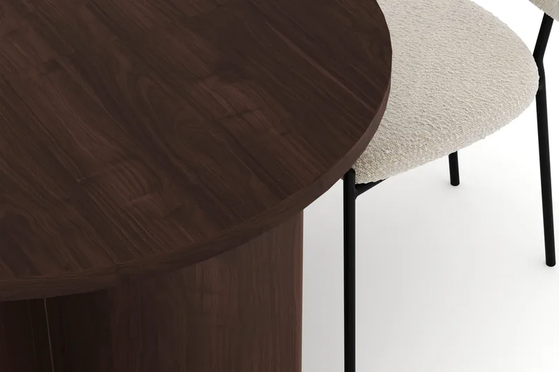 Dano Ruokapöytä 180 cm 4 Gemmiano Ruokatuolit - Pähkinä / Valkoinen Bouclé - Huonekalut - Pöytä & ruokailuryhmä - Ruokailuryhmä