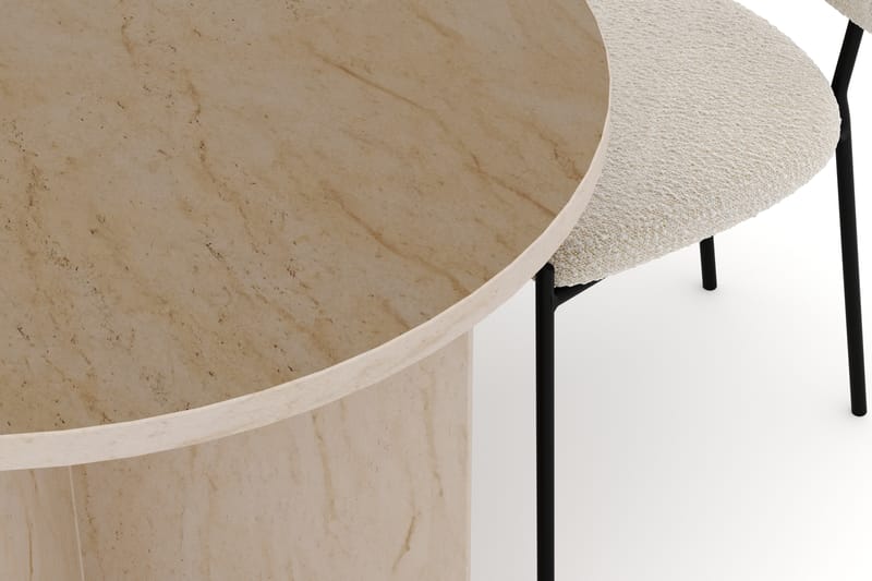 Dano Ruokapöytä 180 cm 4 Heathrow Ruokatuolit - Travertiini / Valkoinen Bouclé - Huonekalut - Pöytä & ruokailuryhmä - Ruokailuryhmä