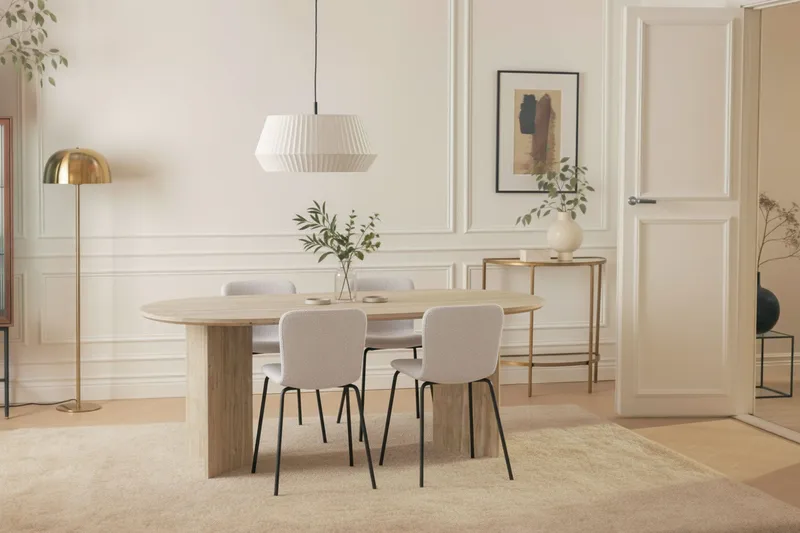 Dano Ruokapöytä 180 cm 4 Katy Ruokatuolit - Travertiini / Valkoinen - Huonekalut - Pöytä & ruokailuryhmä - Ruokailuryhmä