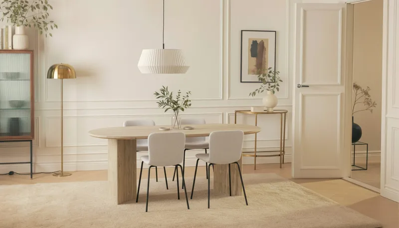 Dano Ruokapöytä 180 cm 4 Katy Ruokatuolit - Travertiini / Valkoinen - Huonekalut - Pöytä & ruokailuryhmä - Ruokailuryhmä