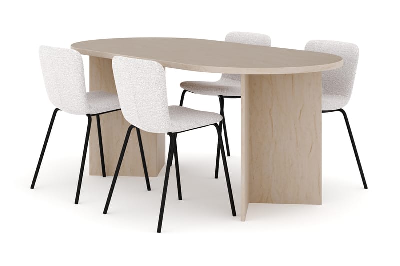 Dano Ruokapöytä 180 cm 4 Katy Ruokatuolit, Travertiini / Valkoinen