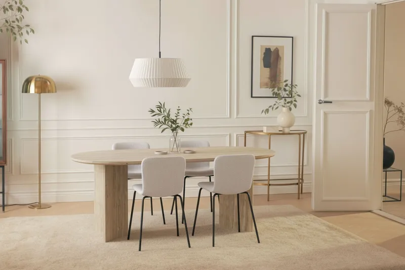 Dano Ruokapöytä 180 cm 4 Katy Ruokatuolit - Travertiini / Valkoinen - Huonekalut - Pöytä & ruokailuryhmä - Ruokailuryhmä