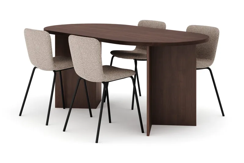 Dano Ruokapöytä 180 cm 4 Katy Ruokatuolit, Pähkinä / Greige