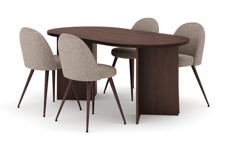 Dano Ruokapöytä 180 cm 4 Naira Plus Ruokatuolit, Pähkinä / Greige