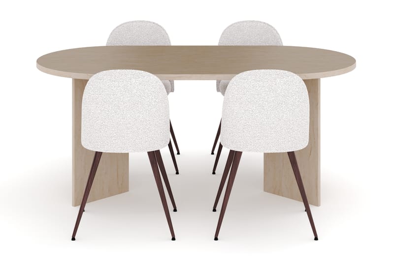 Dano Ruokapöytä 180 cm 4 Naira Plus Ruokatuolit - Travertiini / Valkoinen - Huonekalut - Pöytä & ruokailuryhmä - Ruokailuryhmä