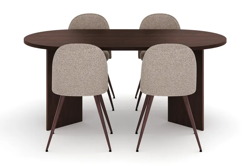 Dano Ruokapöytä 180 cm 4 Naira Plus Ruokatuolit - Pähkinä / Greige - Huonekalut - Pöytä & ruokailuryhmä - Ruokailuryhmä