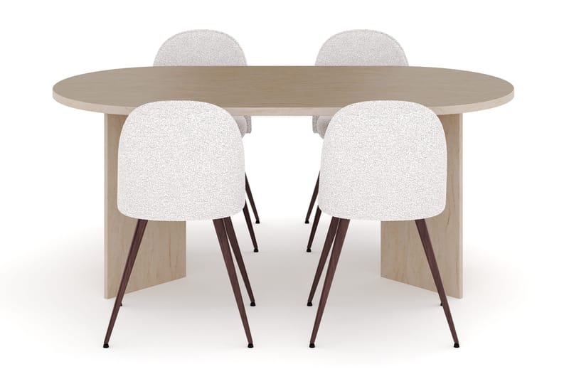 Dano Ruokapöytä 180 cm 4 Naira Plus Ruokatuolit - Travertiini / Valkoinen - Huonekalut - Pöytä & ruokailuryhmä - Ruokailuryhmä