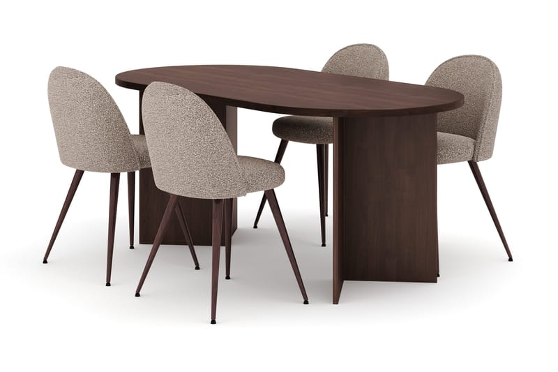 Dano Ruokapöytä 180 cm 4 Naira Plus Ruokatuolit, Pähkinä / Greige