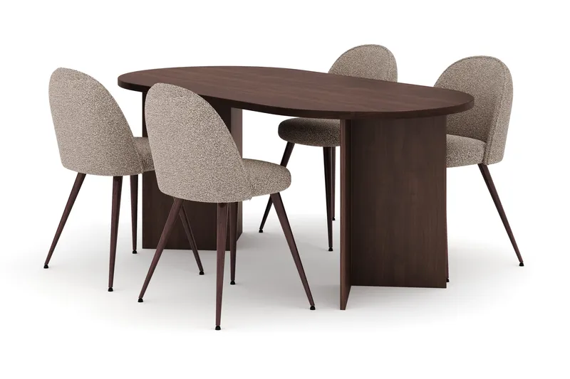 Dano Ruokapöytä 180 cm 4 Naira Plus Ruokatuolit, Pähkinä / Greige