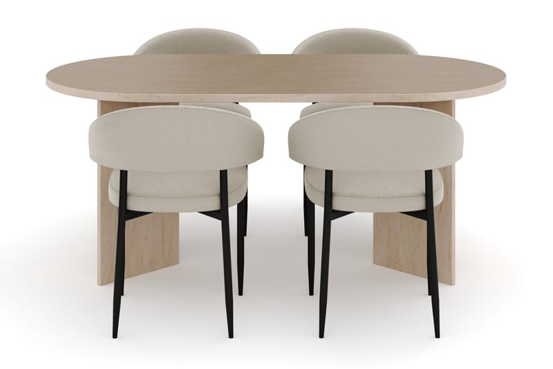 Dano Ruokapöytä 180 cm 4 Sawako Ruokatuolit - Travertiini / Beige - Huonekalut - Pöytä & ruokailuryhmä - Ruokailuryhmä