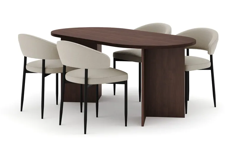 Dano Ruokapöytä 180 cm 4 Sawako Ruokatuolit, Pähkinä / Beige