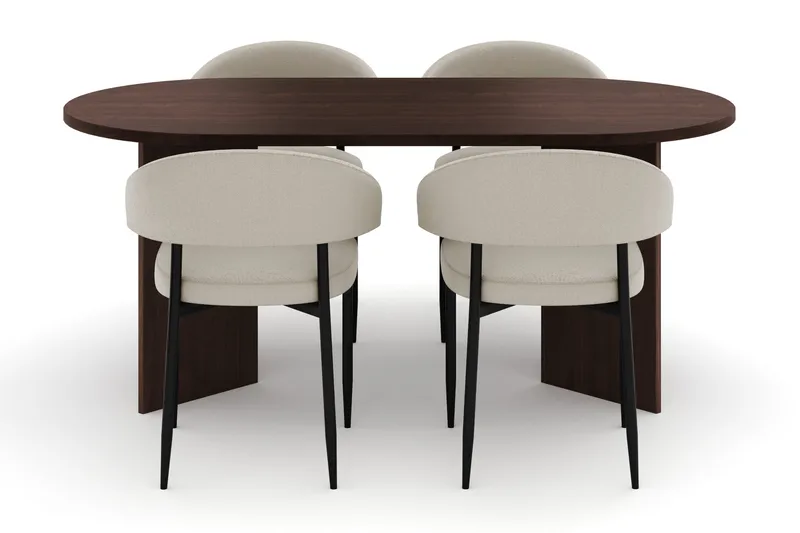 Dano Ruokapöytä 180 cm 4 Sawako Ruokatuolit - Pähkinä / Beige - Huonekalut - Pöytä & ruokailuryhmä - Ruokailuryhmä