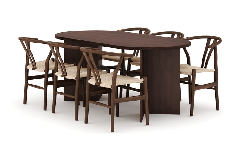 Dano Ruokapöytä 180 cm 6 Dastoori Ruokatuolit, Pähkinä